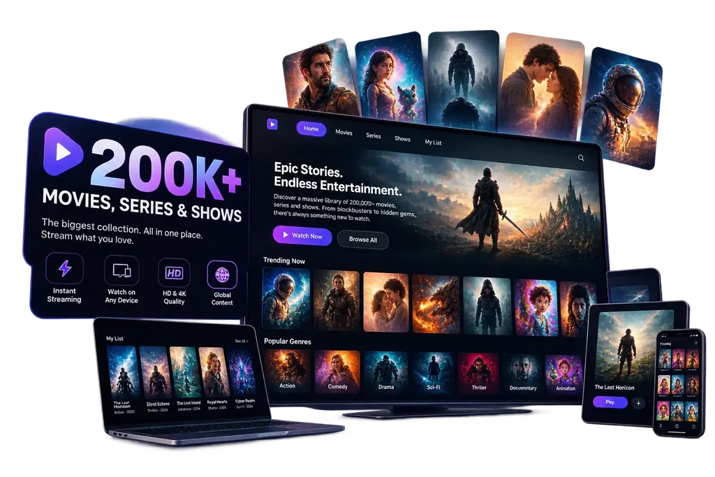 Nordic IPTV films, series and shows library on a TV, laptop, tablet and phone